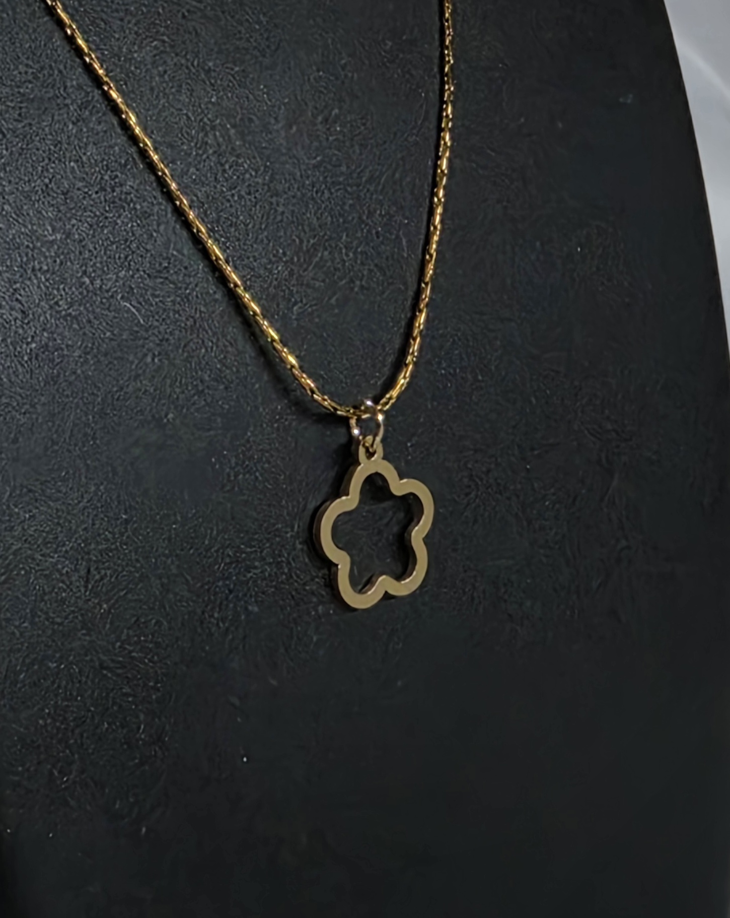 Thin Flower Pendant Necklace — view 2